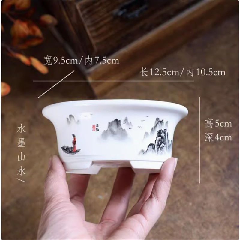 Porcelain White Oval Bonsai Po - đánh giá và giá Bonsai Garden For Desk
