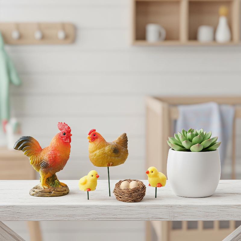 4/5PCS Mini Resin Chicken Fami - đánh giá và giá Bonsai Garden For Desk